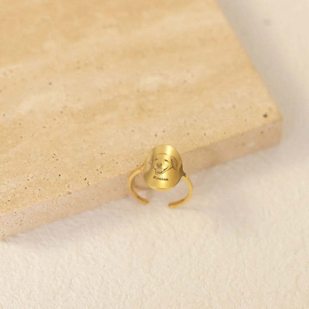 Open Adjustable Pet Avatar Photo Name Ring High Quality Stainless Steel Oval Women's Jewelry Christmas Meaning Gift For Women