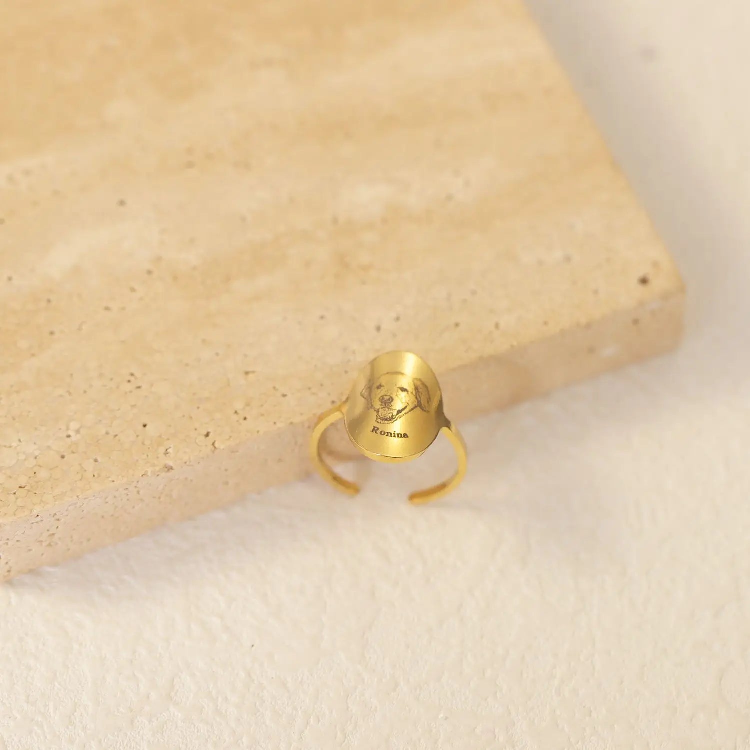 Open Adjustable Pet Avatar Photo Name Ring High Quality Stainless Steel Oval Women's Jewelry Christmas Meaning Gift For Women