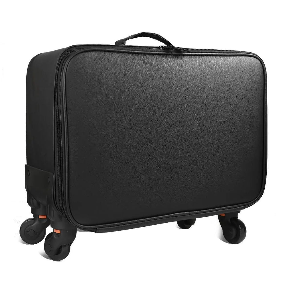 Large Rolling Makeup Case Professional Cosmetic Trolley on Wheels, Multi-Layer Embroidered Travel Organizer for Beauty