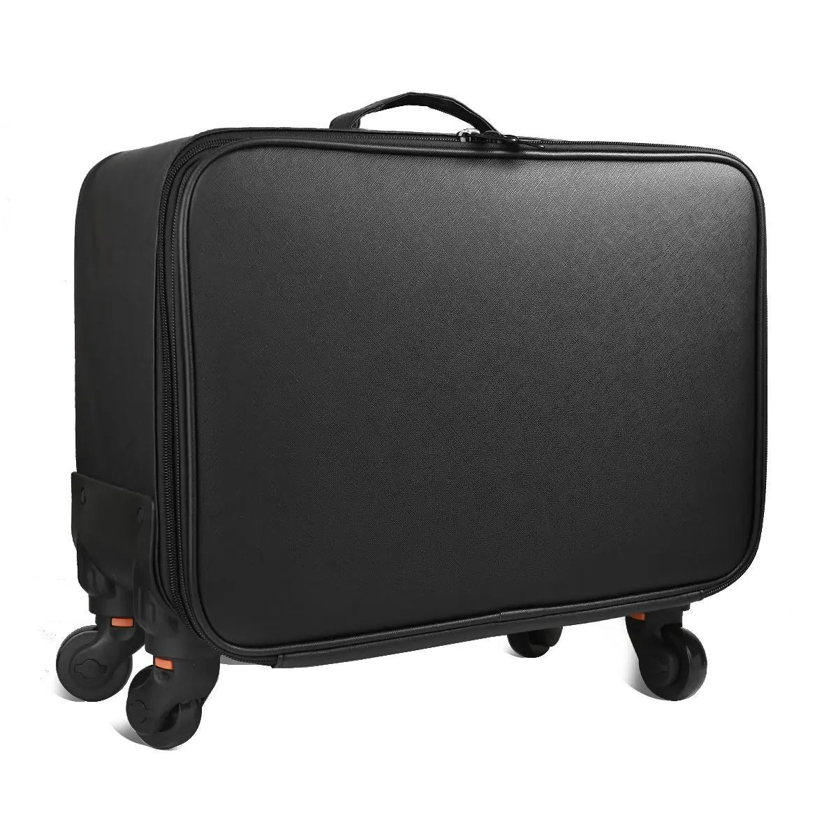 Large Rolling Makeup Case Professional Cosmetic Trolley on Wheels, Multi-Layer Embroidered Travel Organizer for Beauty