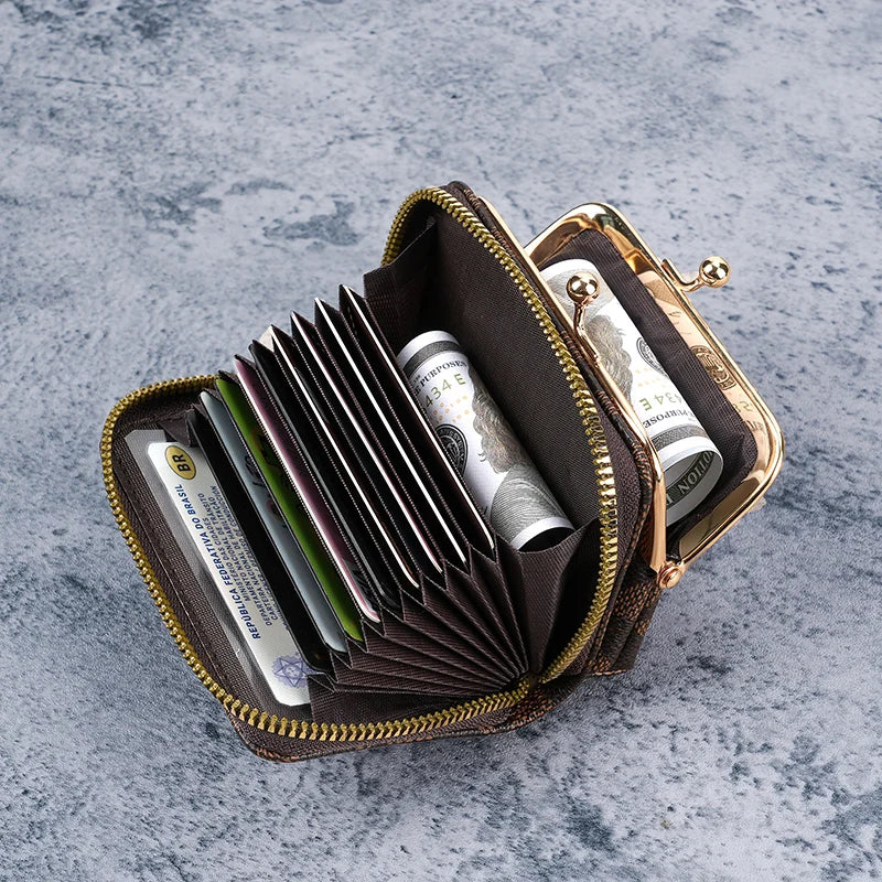 Cross border European and American women's wallet new printed women's short clip zero wallet 30% off versatile women's student w