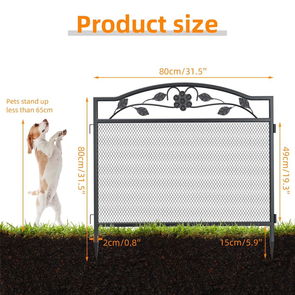 5 Panels Dog Playpen 32 Inch Tall for Outdoor Black Heavy Metal Pet Exercise Fence Animal Barrier Board
