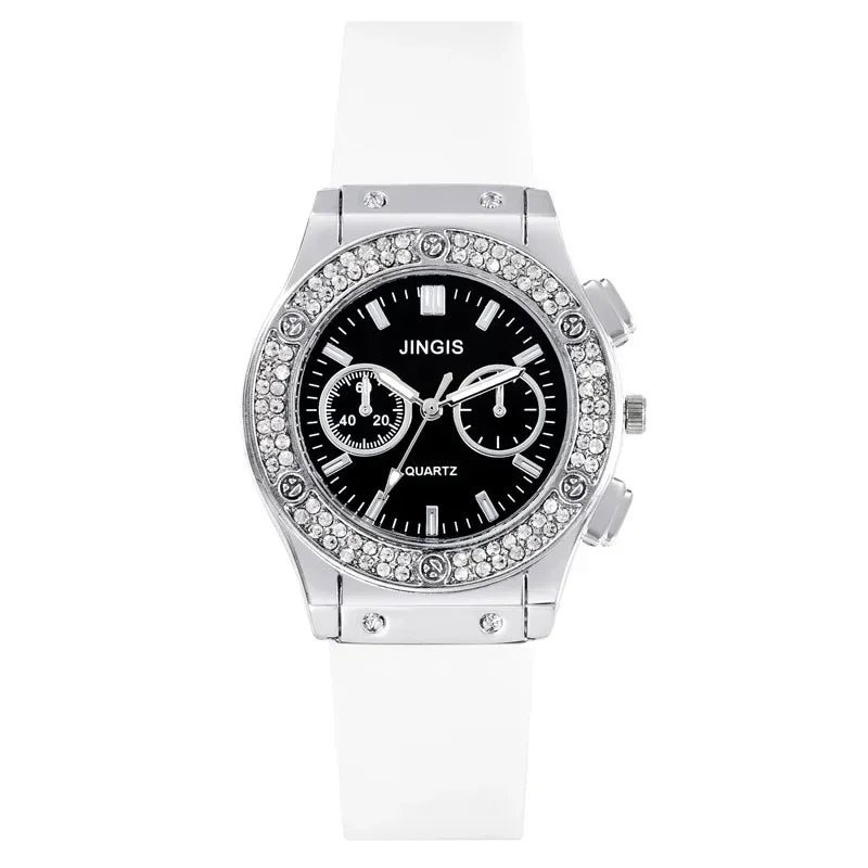 Fashion Women Watches Luxurious Brand Casual Diamond Female Rubber Quartz Wristwatches Simple Sport Clock Relogio Feminino