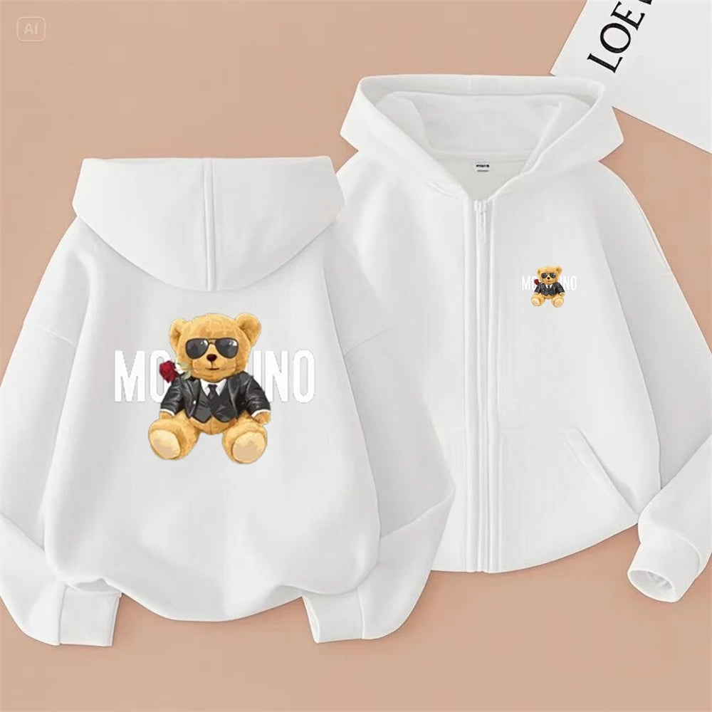 Children Little Bear Hoodie Toddler 3-12 Year Coat  Fashion zipper style Clothing Boys Girls Tops Spring Leisure Sweatshirr
