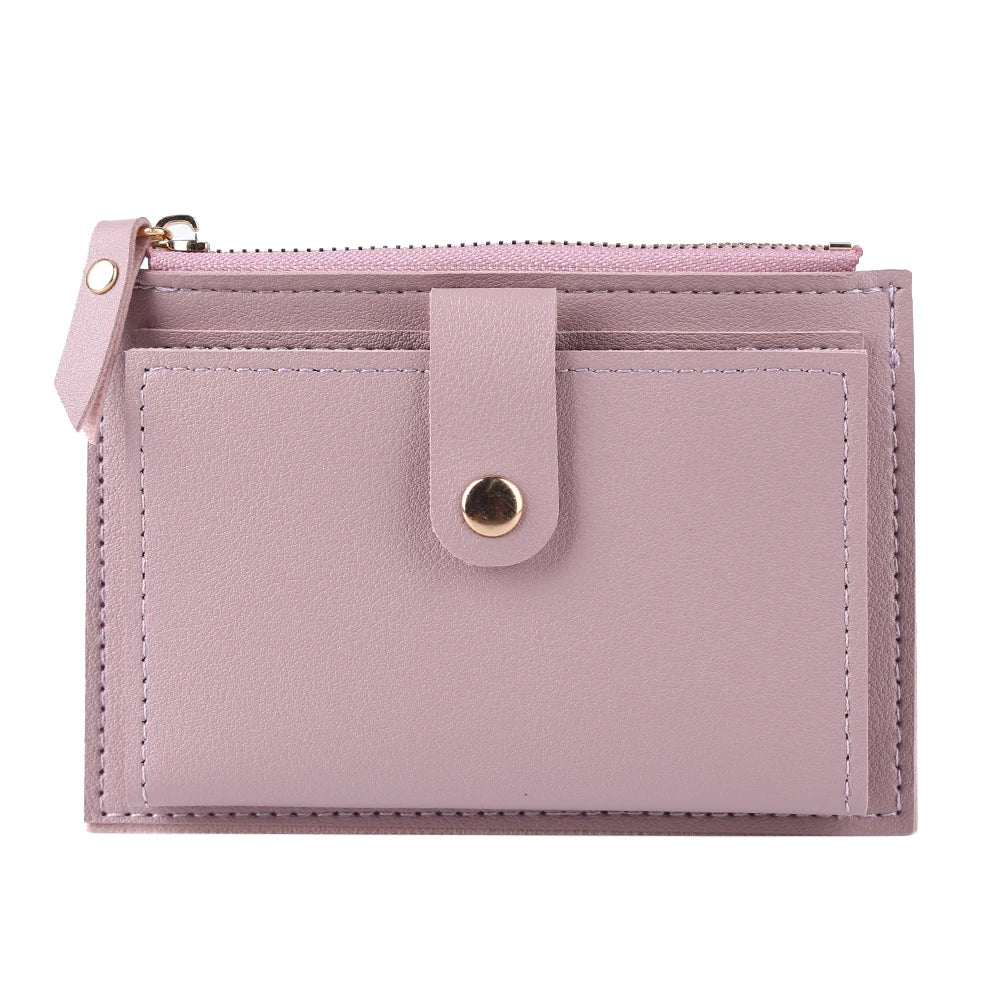 Women PU Credit Card Holder Zipper Cash ID Card Pure Color Mini Business Card Case Name Card Holder Holiday Gift