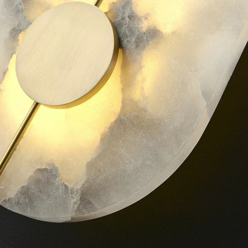 Minimalist Round Marble LED Wall Lamp Alabaster Sconce for Bedroom Bedside Living Room Corridor Kitchen Modern Home Decor Light