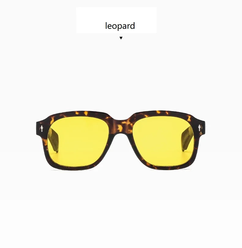 Women Square Sunglasses Ins Popular Men Vintage Rivets Punk Female Shades UV400 Fashion Male Sun Glasses