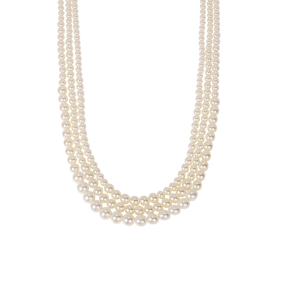 18K Gold Plated Multi-Layered Imitation Pearl Long Sweater Chain Necklace for Women Vintage Body Chain Party Wear Accessories