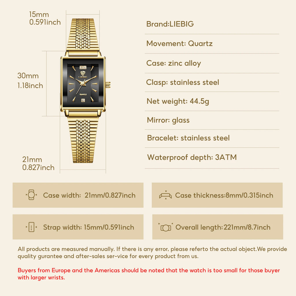 LIEBIG Elegant Quartz Wristwatches Simple Fashion Stainless Steel Strap Time Automatic Watches For Women Relogio Feminino