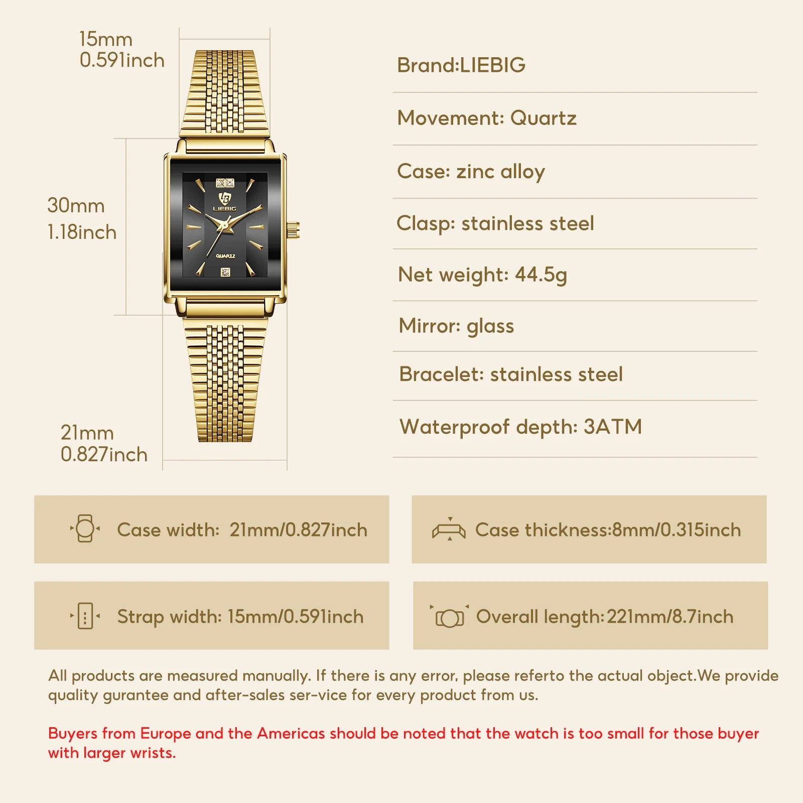 LIEBIG Elegant Quartz Wristwatches Simple Fashion Stainless Steel Strap Time Automatic Watches For Women Relogio Feminino