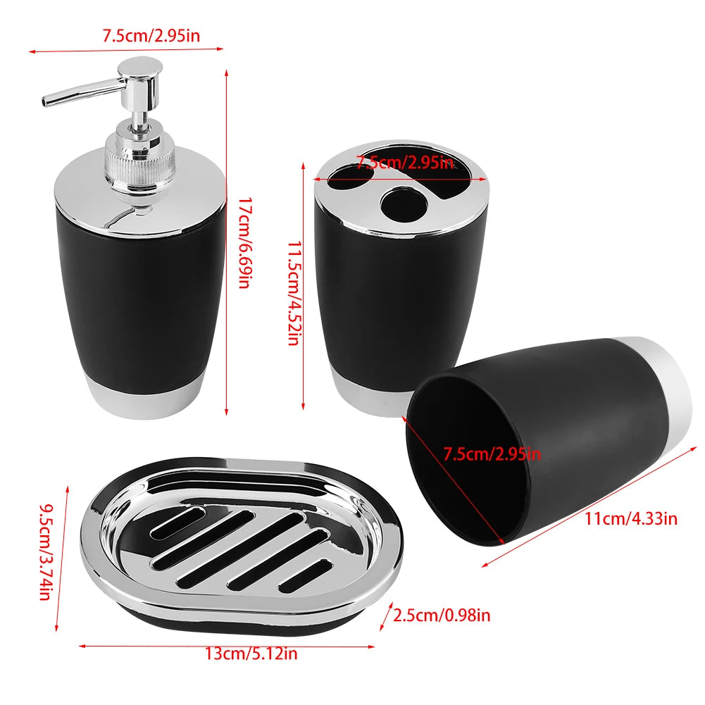 4Pcs/Set Bathroom Suit Accessories Includes Cup Toothbrush Holder Soap Dish Dispenser Bathroom Suit Accessories