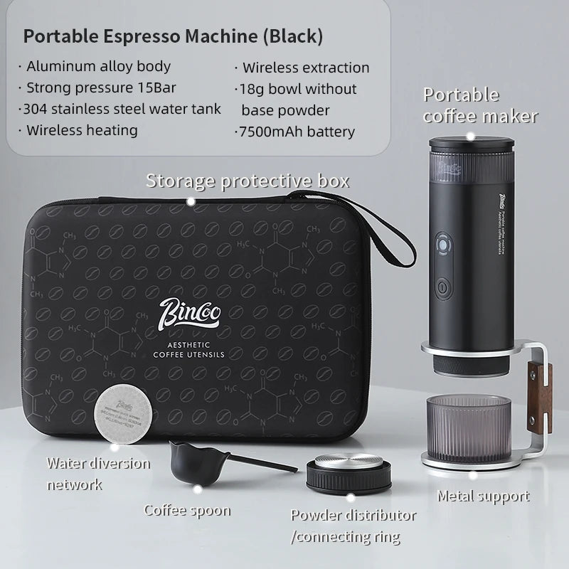 Bincoo Portable Electric Espresso Coffee Maker for Camping Wireless Heating Concentrated Extraction Coffee Machine Red Dot Award