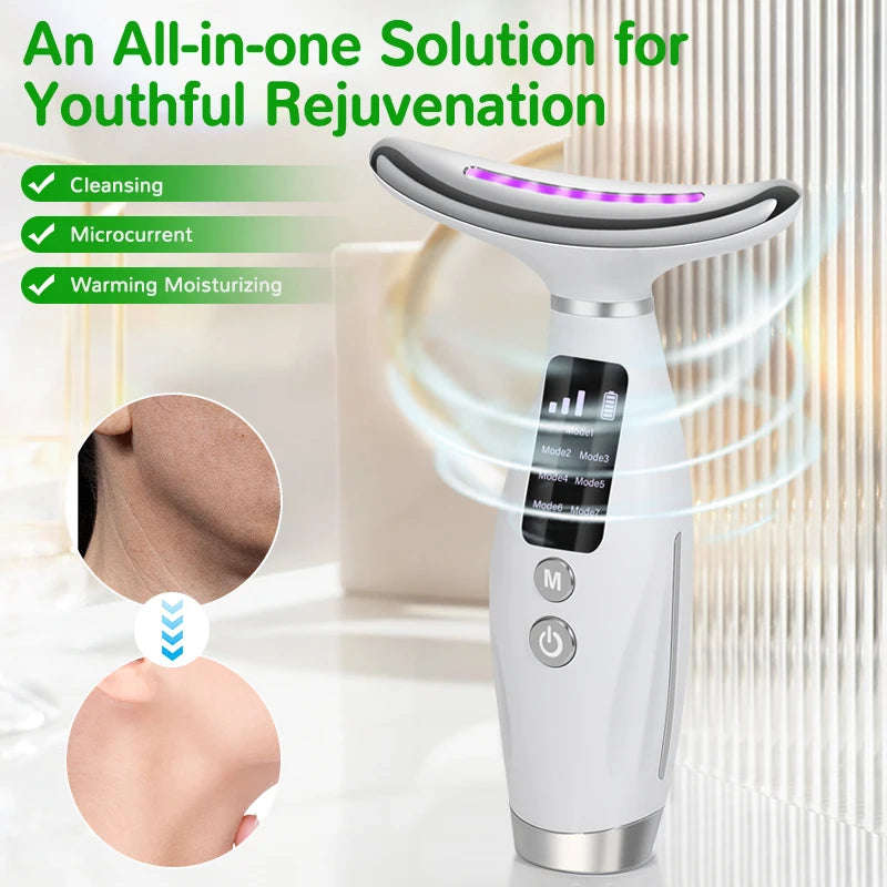 7-color LED facial massage device - USB rechargeable beauty instrument, multi-functional beauty tool, suitable for Christmas