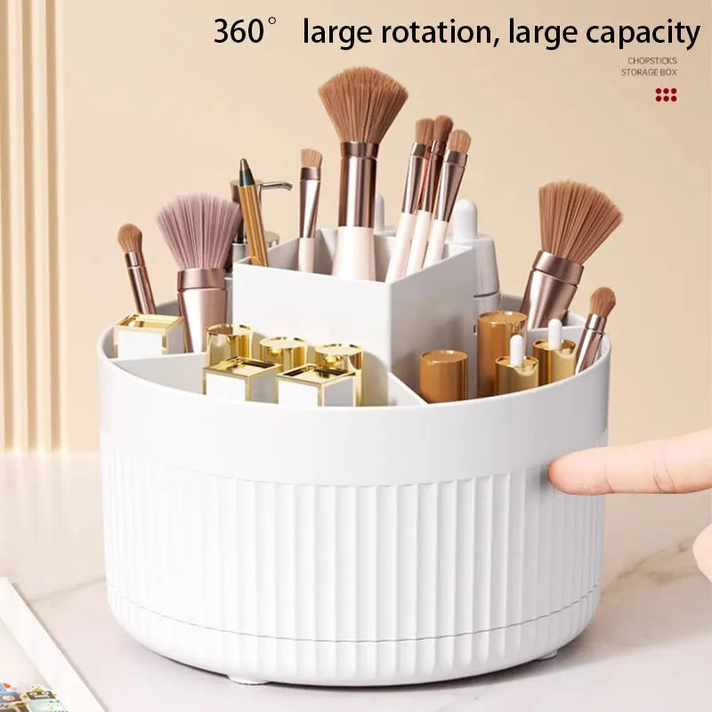 Desktop rotating cosmetic storage cylinder, plastic dressing table, light luxury lipstick box, pen holder, brush storage rack