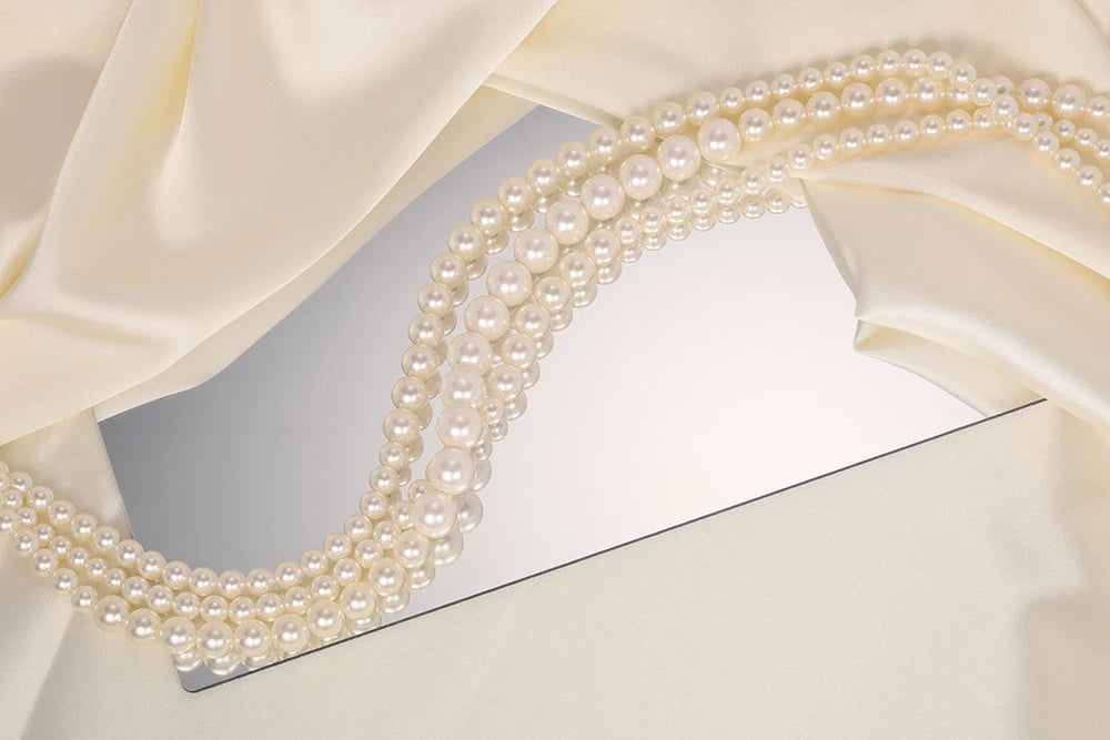 18K Gold Plated Multi-Layered Imitation Pearl Long Sweater Chain Necklace for Women Vintage Body Chain Party Wear Accessories