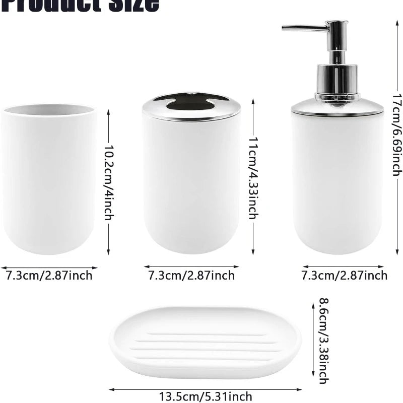 Bathroom Accessory Set 4 pcs Shatter-Resistant Resin Lotion Soap Dispenser Toothbrush Holder Soap Dish Bathroom Decor Gift