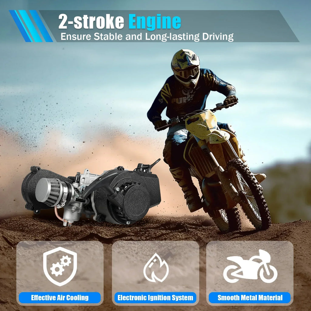 49ccATV Gear Arm Motor Kit T8F Chain 2 Stroke Engine For Pocket Bike Mini Dirt Bike