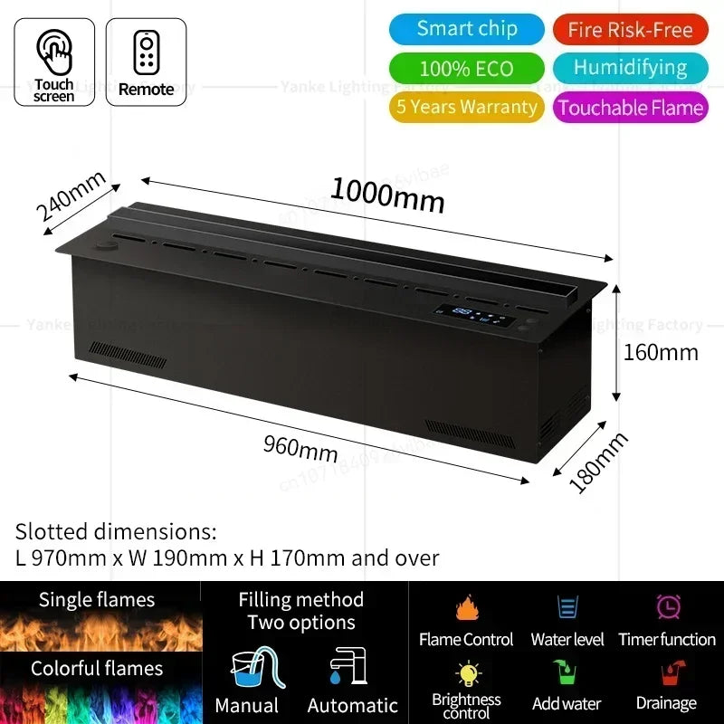 3D Water Vapor Fireplace With Colorful Flame ECO Decorative no risk of fire Mist Intelligent Indoor Electric Atomized Fireplace