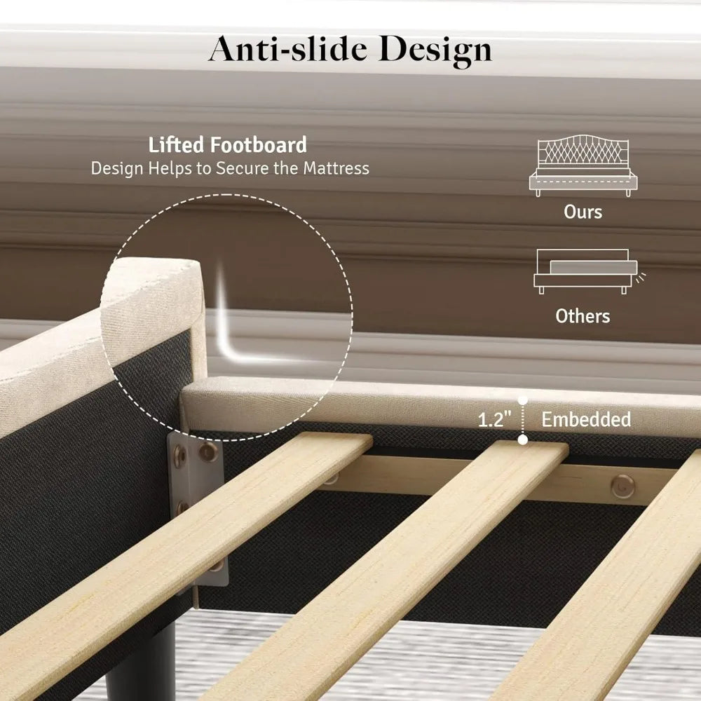 belffin king bed frame and headboard, luxury upholstered velvet platform bed with wingback, button tufted & nailhead trim, anti-