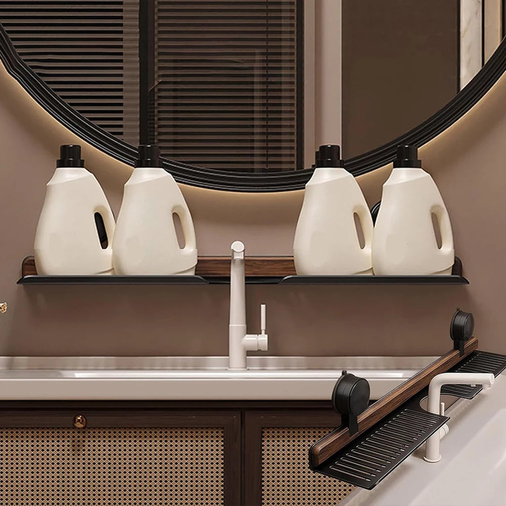 Faucet Organizer Rack No Drilling Wall Mounted Sink Shelf Heavy Duty Storage Rack Bathroom Accessories