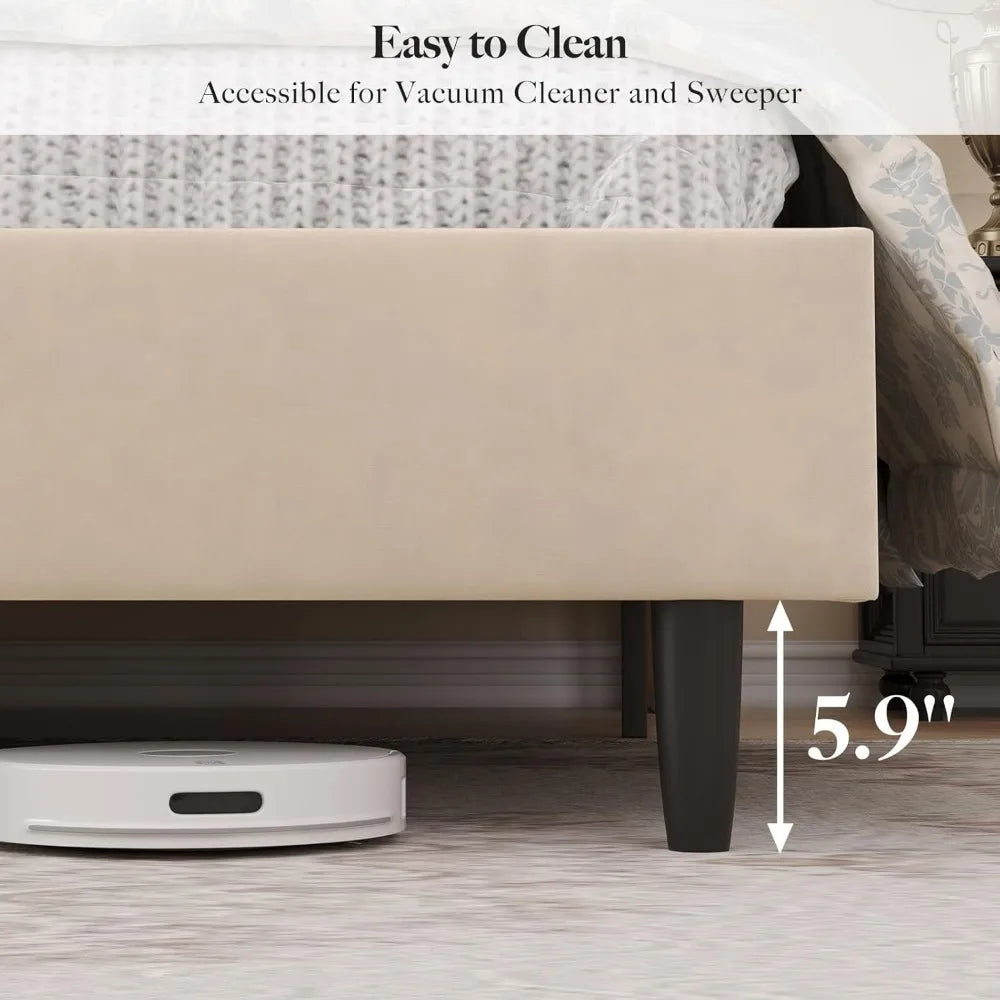 belffin king bed frame and headboard, luxury upholstered velvet platform bed with wingback, button tufted & nailhead trim, anti-