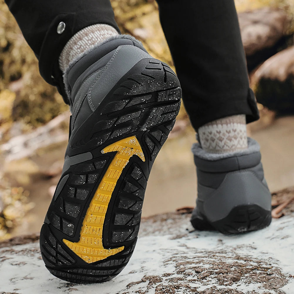 Winter Snow Boots Barefoot Hiking Shoes Waterproof Warm Lined Booties Anti Slip Wide Toe Box Ankle Booties for Hiking Climbing