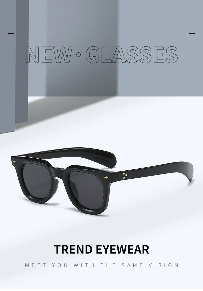 Ins Popular Women Square Sunglasses Men Vintage Rivets Punk Female Shades UV400 Fashion Male Sun Glasses