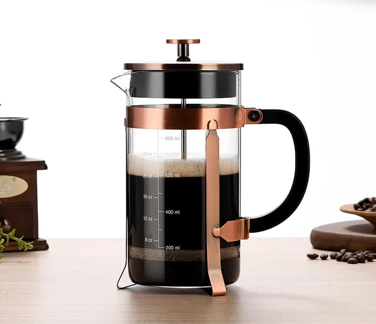 French Press Pot High Borosilicate Glass Pot Household Double-layer Filter Screen Hand Brewed Coffee Pot
