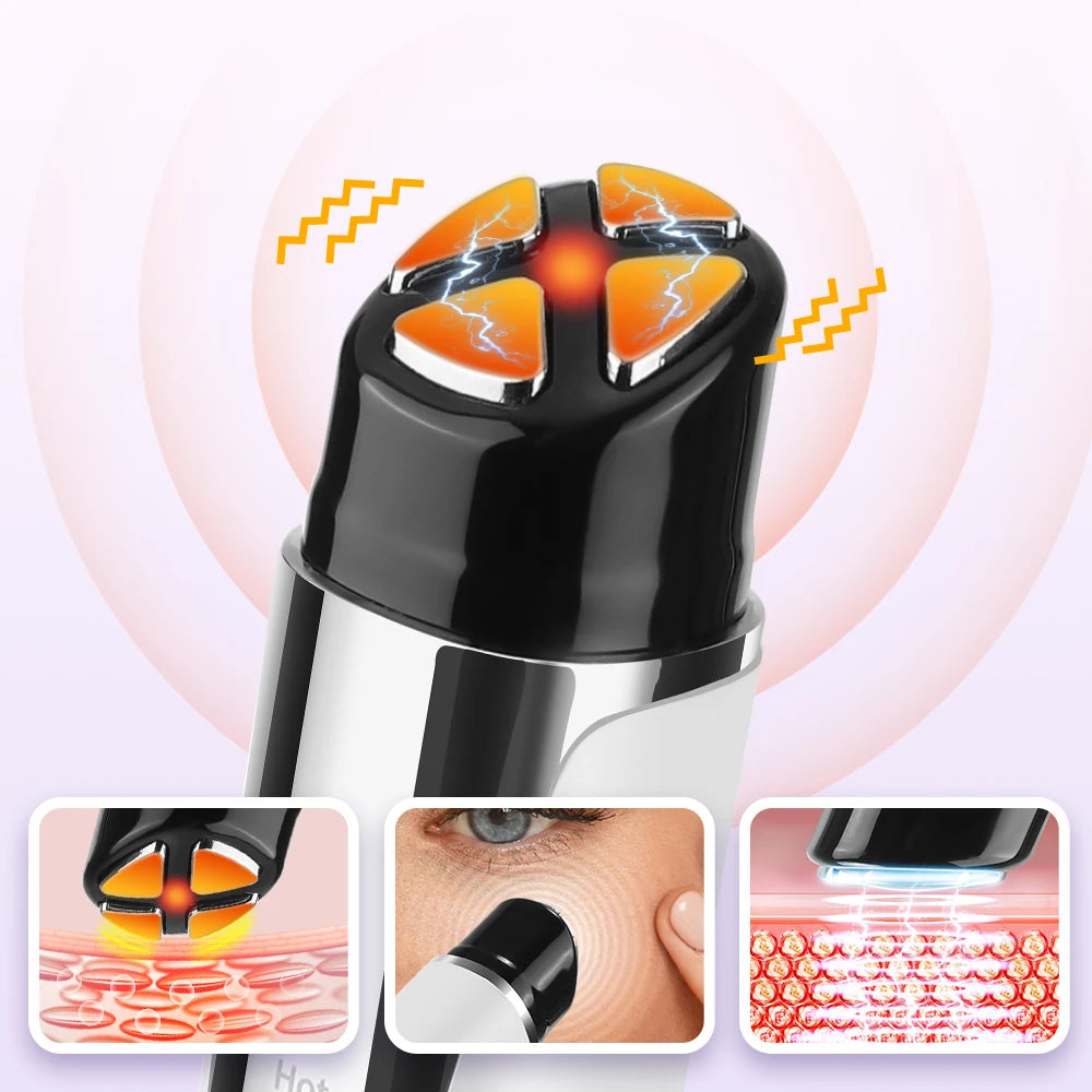 EMS Eye Beauty Device Heat Vibration Eye Massager Anti Dark Circle Remove Eye Bags Red Light Therapy Face Lift Wand Massage Pen