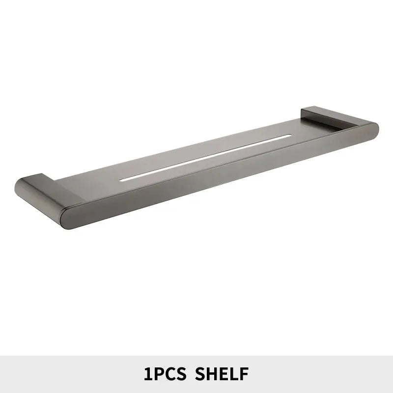 Bathroom Wall Shelf with Rectangle Tempered Glass Stainless Steel Wall Mount Glass Square Shelves Kitchen Organizer Rack Black