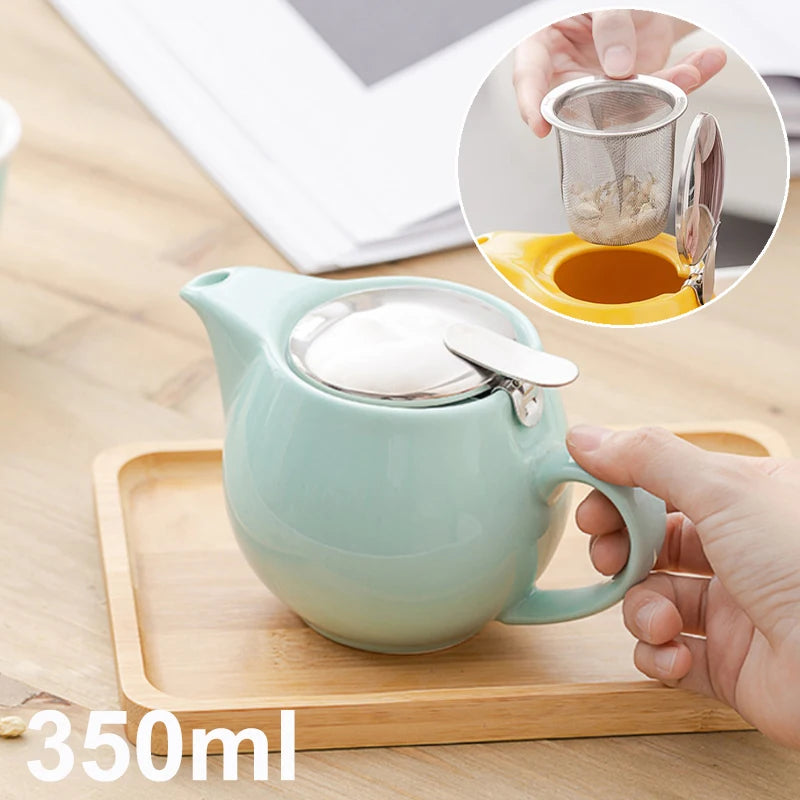 350ml Mini British Ceramic Pot with Filter Handbrewed Coffee Pot Appliance Set Large Portable Teapot Afternoon Christmas Gift
