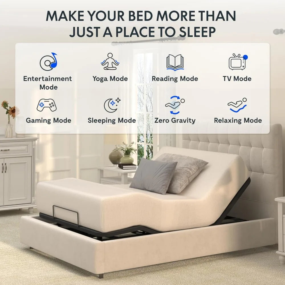 FLEXISPOT S2E Adjustable Bed Frame Base Twin XL,One-Person Transport and Assembly,Adjustable Bed Legs,Oxford Fabric Bedspread,Re