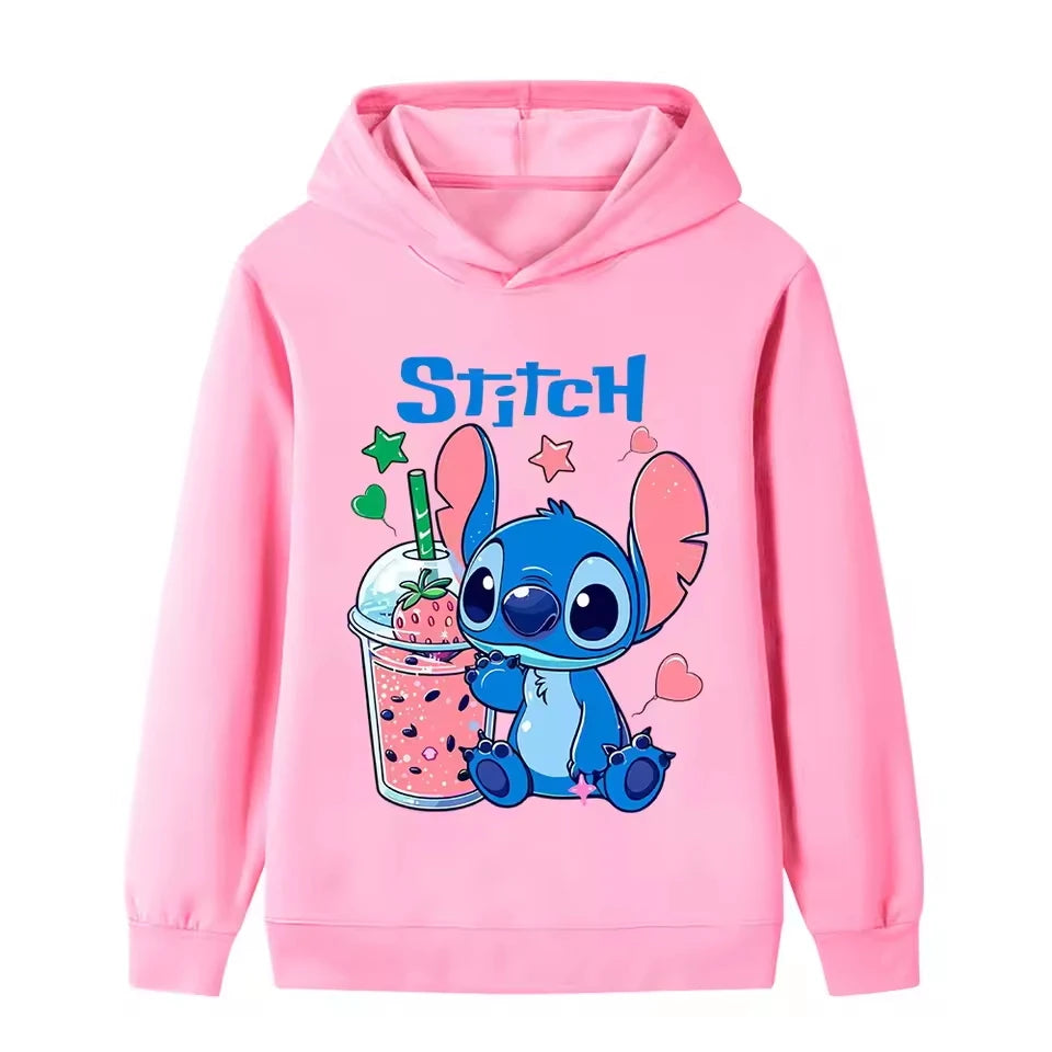 Disney Stitch Children's Spring and Autumn Hoodie 2-12 Year Old Boys and Girls Casual Fashion Outdoor Sports Long Sleeve Top
