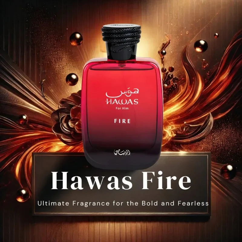 RASASI Hawas Fire Eau de Parfum Spray 100ml Original Arab Perfumes Lasting Aromatic Aquatic Pheromones Perfume Cologne Makeup