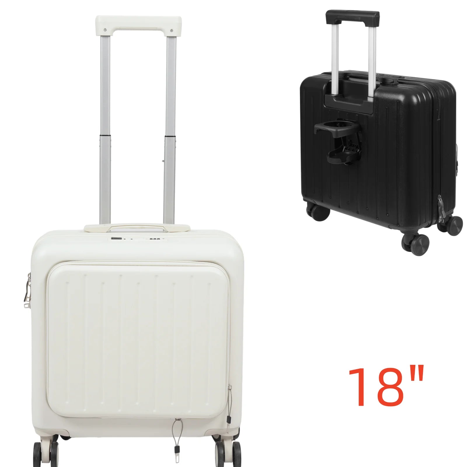 18'' Front Opening Airline Trolley Box Boarding Suitcase with Passcode Lock,Travel Luggage Suitcase for Men and Women
