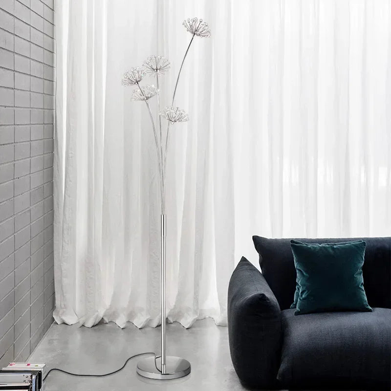 Modern Crystal Led Lighting Floor Lamp for Living Room Table Lamp Stainless Steel for Bedroom Crystal Floor Light for Kitchen
