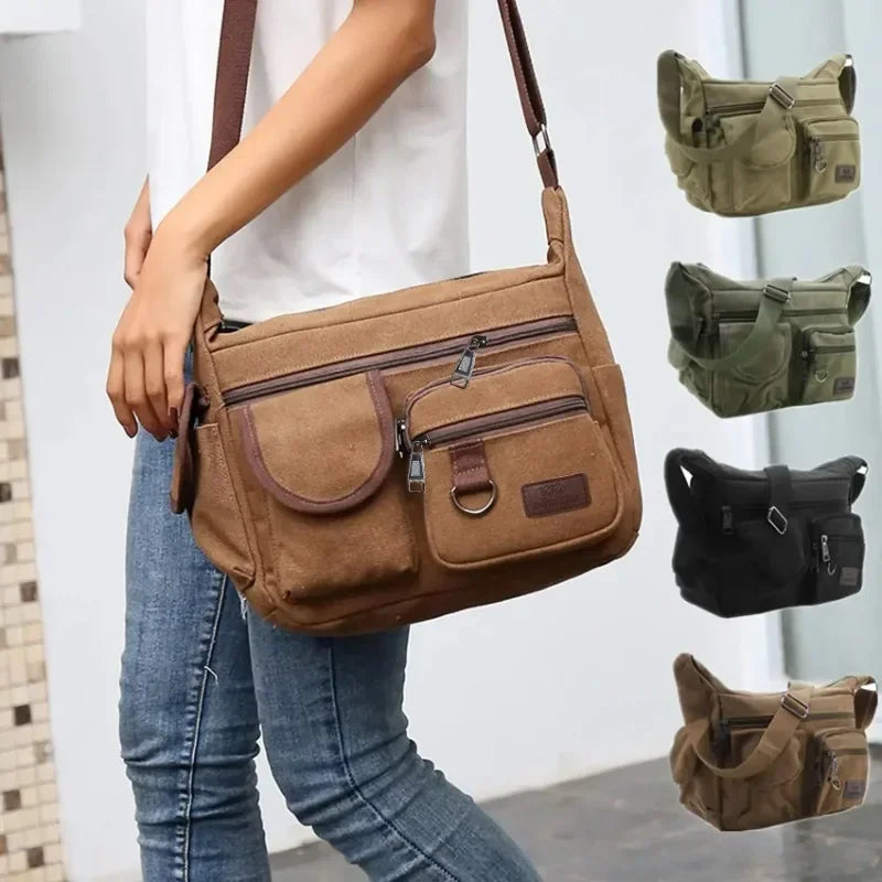 Heren Casual Sling Bag Messenger Crossbody Schouder Unisex Reizen Outdoor Vintage Tassen