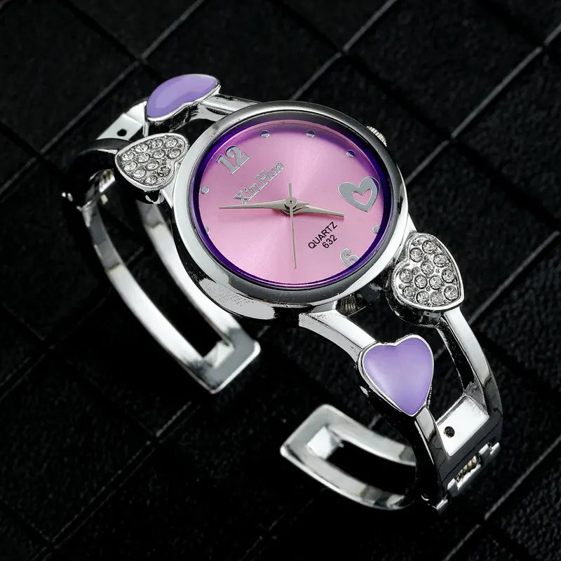 Women Vintage Heart Watch Design Quartz Fashion Silver Classic Crystal Stainless Steel Luxury Wristwatch Mujer Relogios Feminine