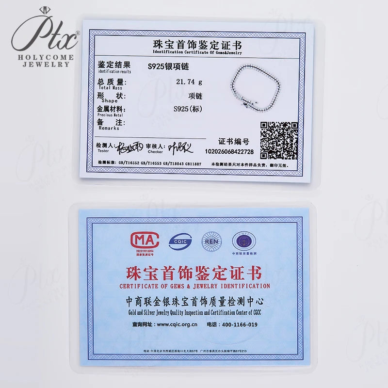 Moissanite Tennis Necklaces For Man Women 3/4/5/6.5mm Full Diamond With GRA 925 Sterling Silver Plated 18k White Gold Jewelry