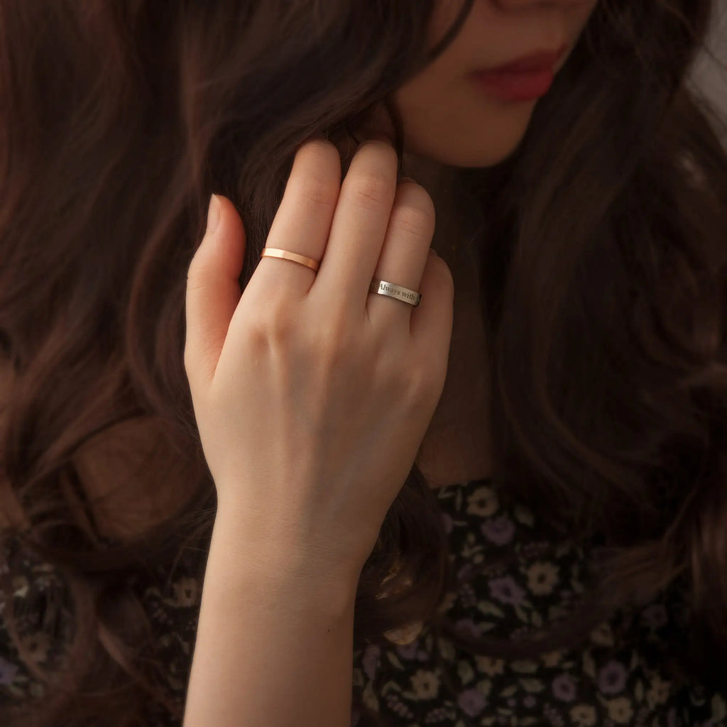 Dainty Ring Engraved Ring Roman Numeral Ring Inside Engraved Ring Skinny Custom Word Ring Minimalist Ring Gift for Her Jewelry