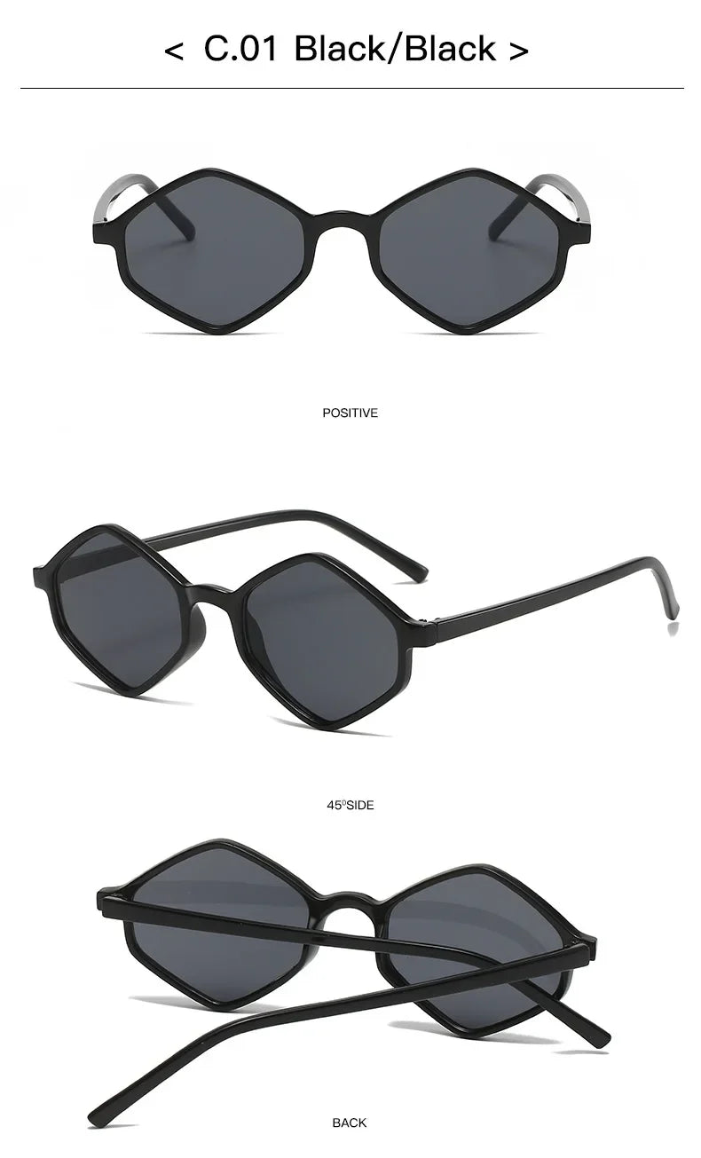 2025 Sunglasses for Women Rhombus Clear Blue Sun Glasses Irregular Vintage Small Frame Goggle UV400 Ladies Lentes De Sol Mujer