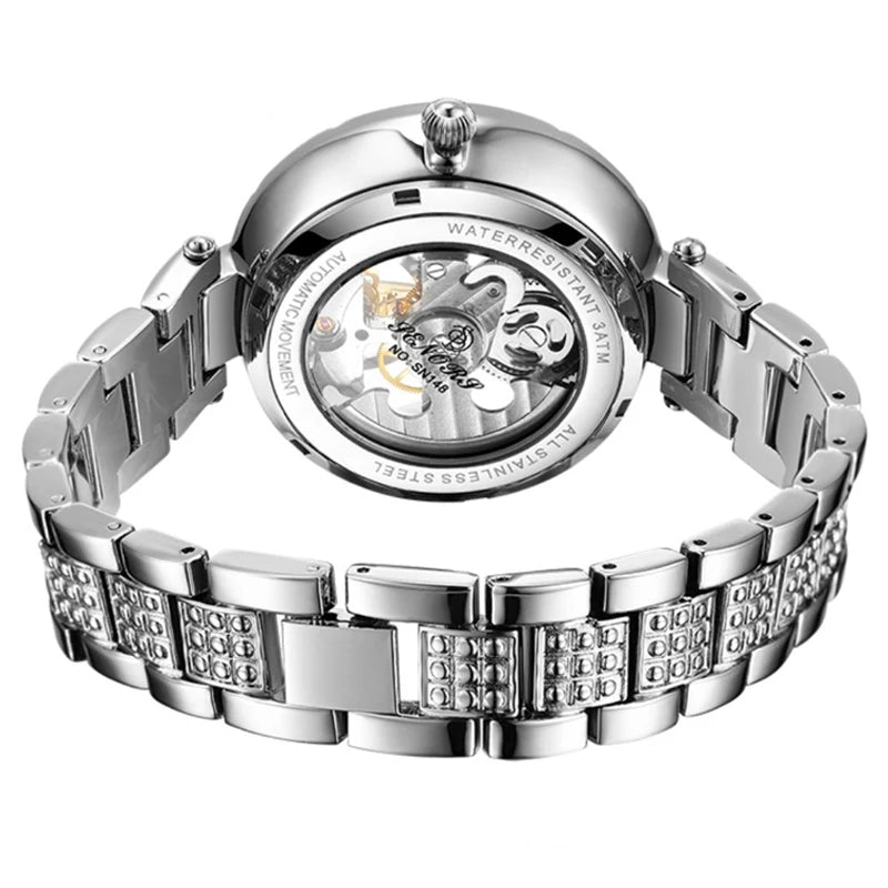 Ladies Watch Automatic Woman Luxury Fashion Waterproof Watch for Women Watches Skeleton Tourbillon Mechanical Clock Relogio New