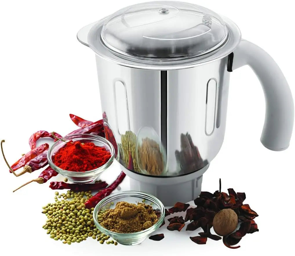 Crown Wet & Dry Mixer Grinder Powerful 750W with 3 Stainless Steel Jars, 110V for USA