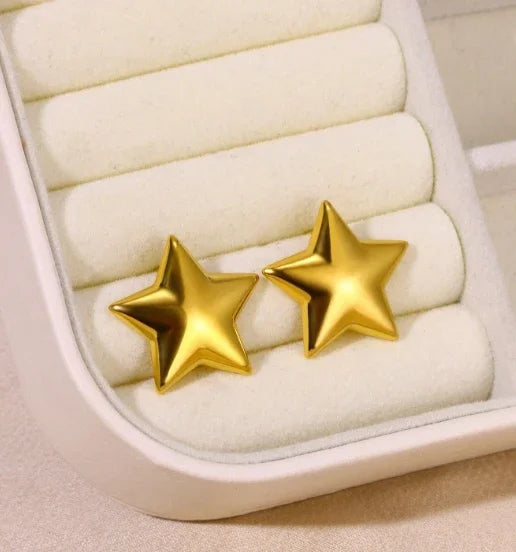 Stainless Steel Star Hoop Earings For Women 2024 Trend New In Luxury Gold Color Earrings Ear Jewelry Gift pendientes mujer