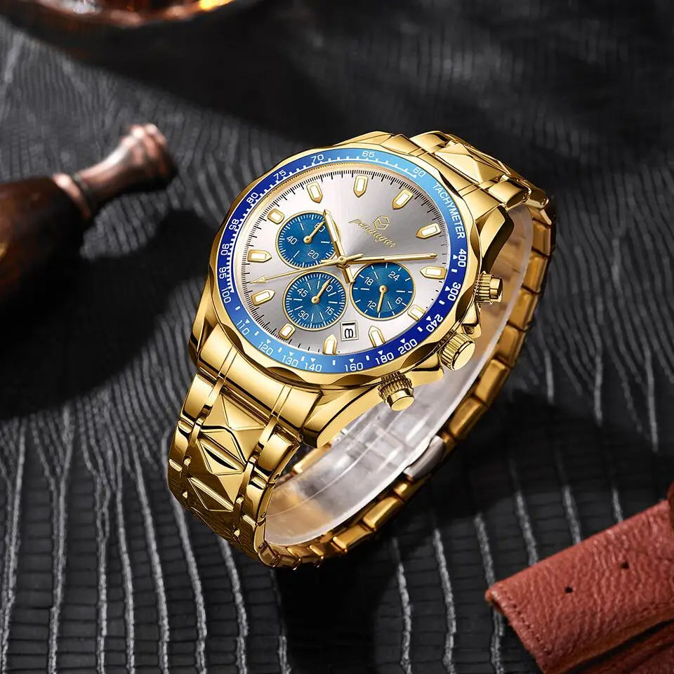 2025 Men Watch Top Brand Luxury Sports Quartz Mens Watches Full Steel Waterproof Chronograph Wristwatch Men Relogio Masculino
