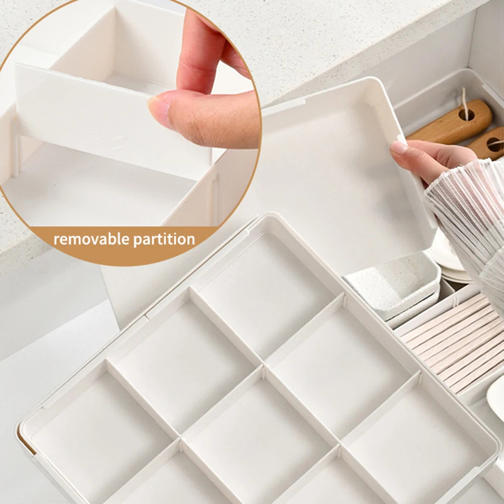 1PC Drawer-Mounted Classified Storage Boxes For Flexible Storage Of Cosmetics. Kitchen Desktop Compartment Organizer.