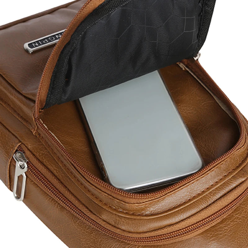 2025 Vintage Men Shoulder Bag Fashion Business Package Leather Crossbody Sling Messenger Bags Big Capacity Male Chest Pack