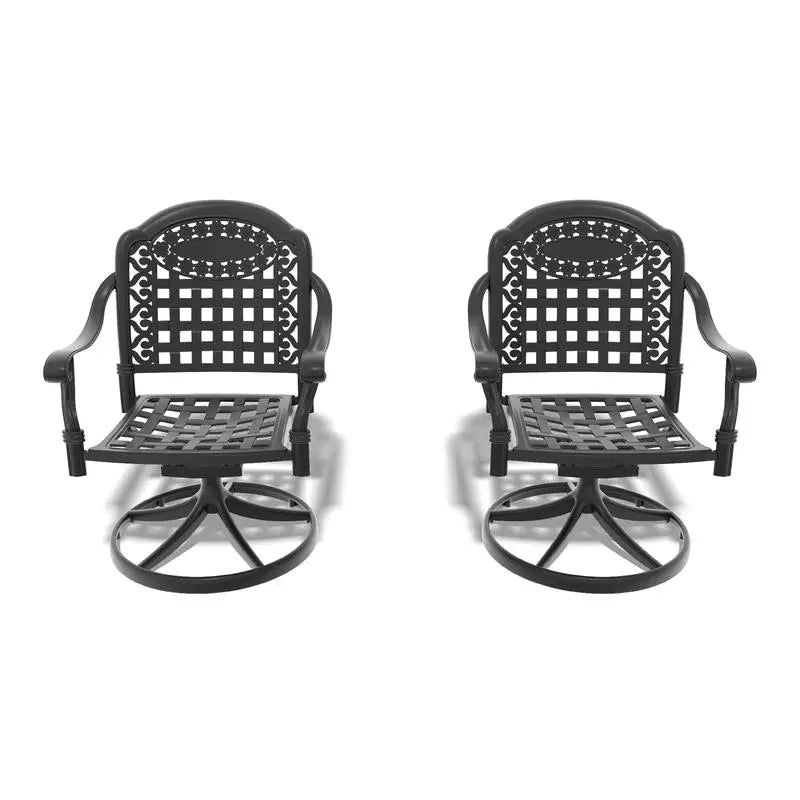 2PCS Aluminum Patio Swivel Chairs with Black Frame and Random Color Cushions