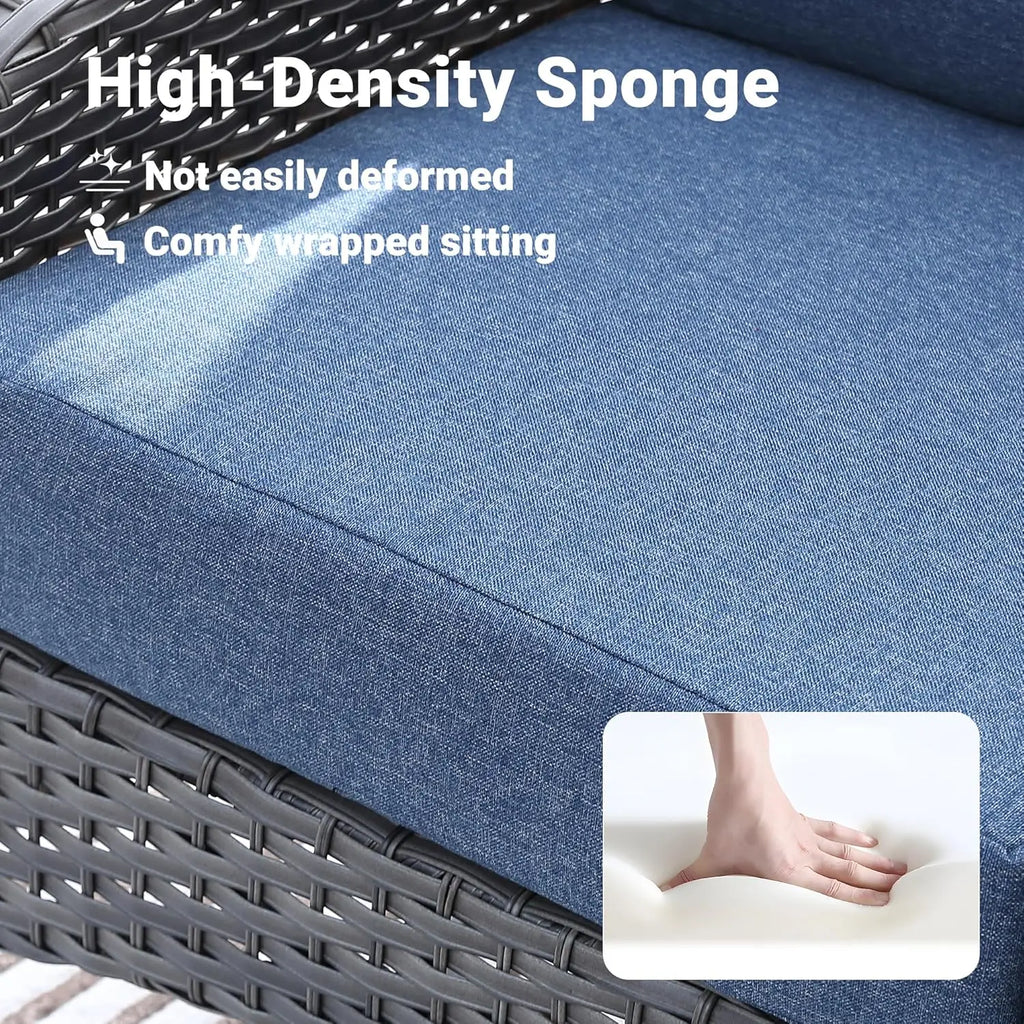 4 Pieces Patio Furniture Set with 30" Fire Pit Table, Outdoor Wicker Chairs of 4, All Weather High Back Rattan Chairs 4-Seater w