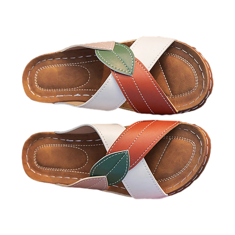 Women Summer Sandals Comfortable Ladies Wedge Sandals Breathable Wedge Slides Platform Cross Strap Slippers for Outdoor Travel